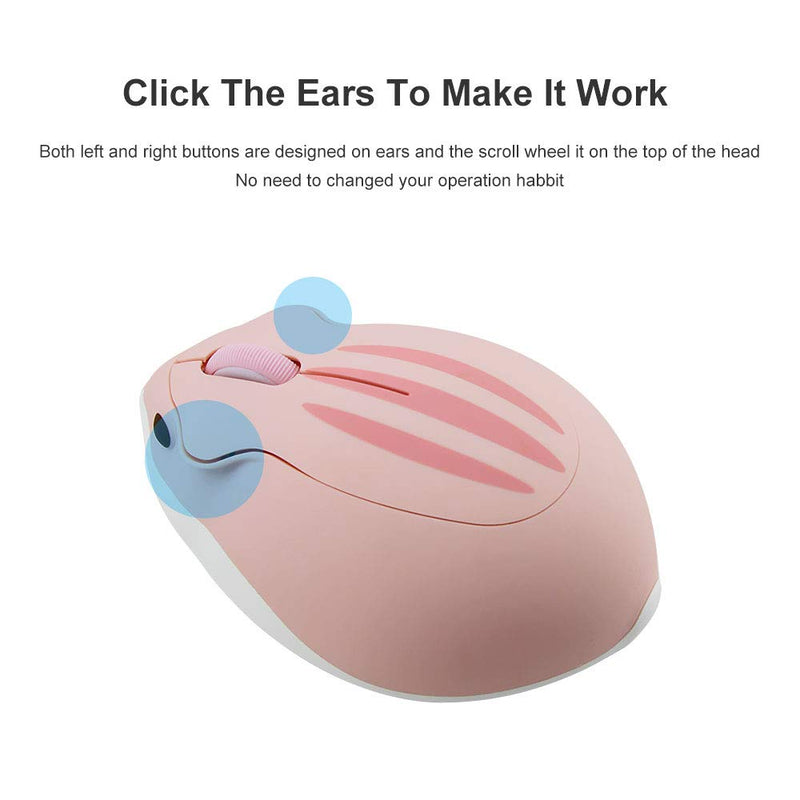 [Australia - AusPower] - 2.4GHz Wireless Mouse Cute Hamster Shape Less Noice Portable Mobile Optical 1200DPI USB Mice Cordless Mouse for PC Laptop Computer Notebook MacBook Kids Girl Gift (Pink) Pink 