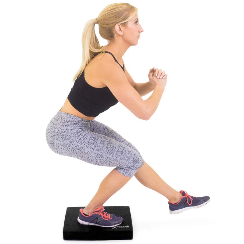 [Australia - AusPower] - ProsourceFit Exercise Balance Pad, Non-Slip Cushioned Foam Mat & Knee Pad for Fitness and Stability Training, Yoga, Physical Therapy 15"x12" Black 15 x 12 