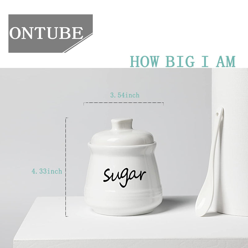 [Australia - AusPower] - ONTUBE Ceramic Sugar Bowl with Lid and Spoon 12oz (White) White 