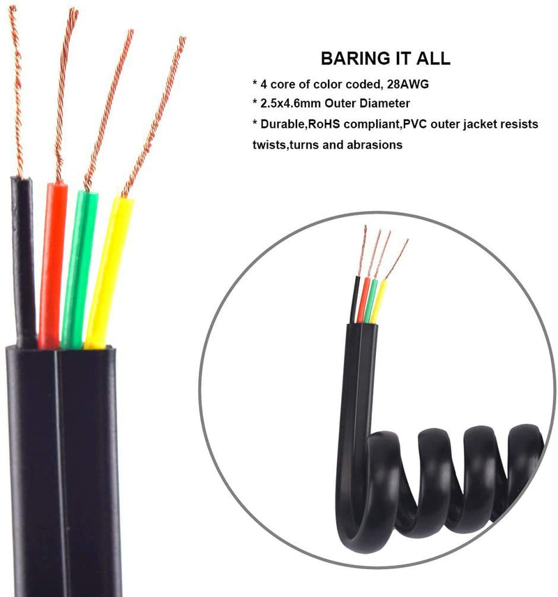[Australia - AusPower] - Telephone Cord Detangler,Telephone Handset Cord 7.5Ft Uncoiled(1.2 Ft Coiled), 2 Pack 360 Degree Rotating/Anti-Tangle Landline Cable and 2 Pack Telephone Handset Cord 