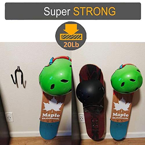 [Australia - AusPower] - Pmsanzay Skateboard Wall Mount Wall Hanger Rack Storage Display Holder - for Storage Your Skateboard or Longboard and Helmet - Easy to Install - Hold up to 20 KG. (40LBS) - 2/PK 