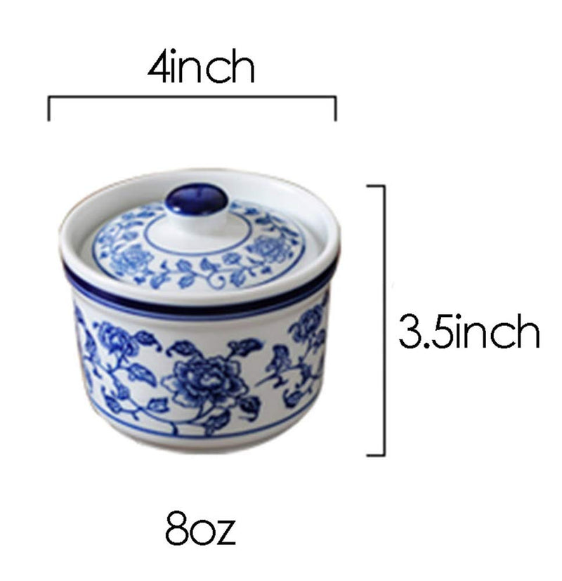 [Australia - AusPower] - Retro Ceramic Blue and White Sugar Bowl Seasoning Pot Storage Jar with Lid 