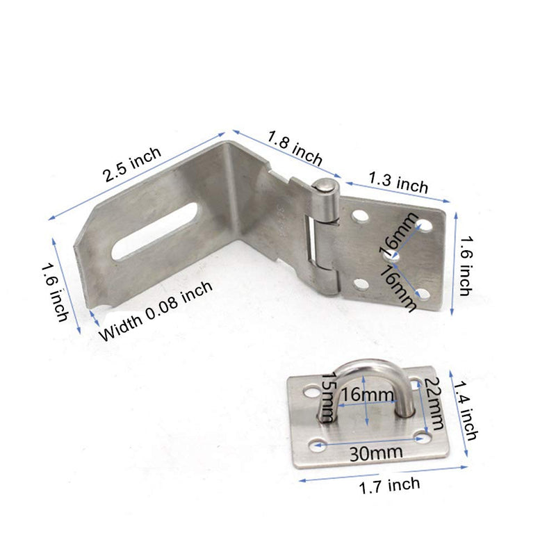 [Australia - AusPower] - 90 Degree 4 Inch Right Angle Padlock Hasp, Stainless Steel Safety Door Latches, Solid Gate Latches Brushed Finish (4inch 90Degree) 