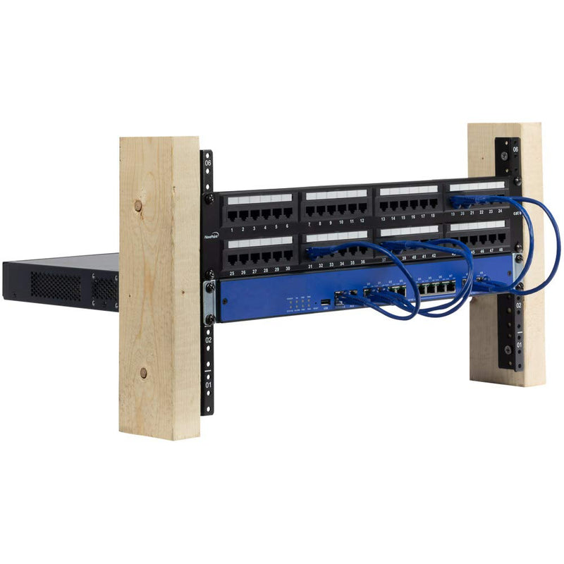 [Australia - AusPower] - NavePoint 2U Vertical Rack Rail Pair DIY Kit with Hardware, Black 
