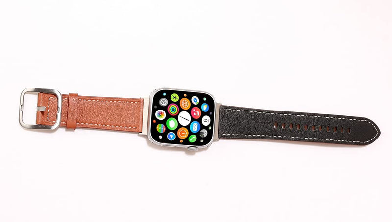 [Australia - AusPower] - Rotating Connectors Strap Compatible With Apple Watch Strap 38/40mm 42/44mm, Double-sided Strap Leather Strap Two Colors Premium Leather Strap, Compatible for iWatch series 6 5 4 3 2 1 Men Women Brown&Black 