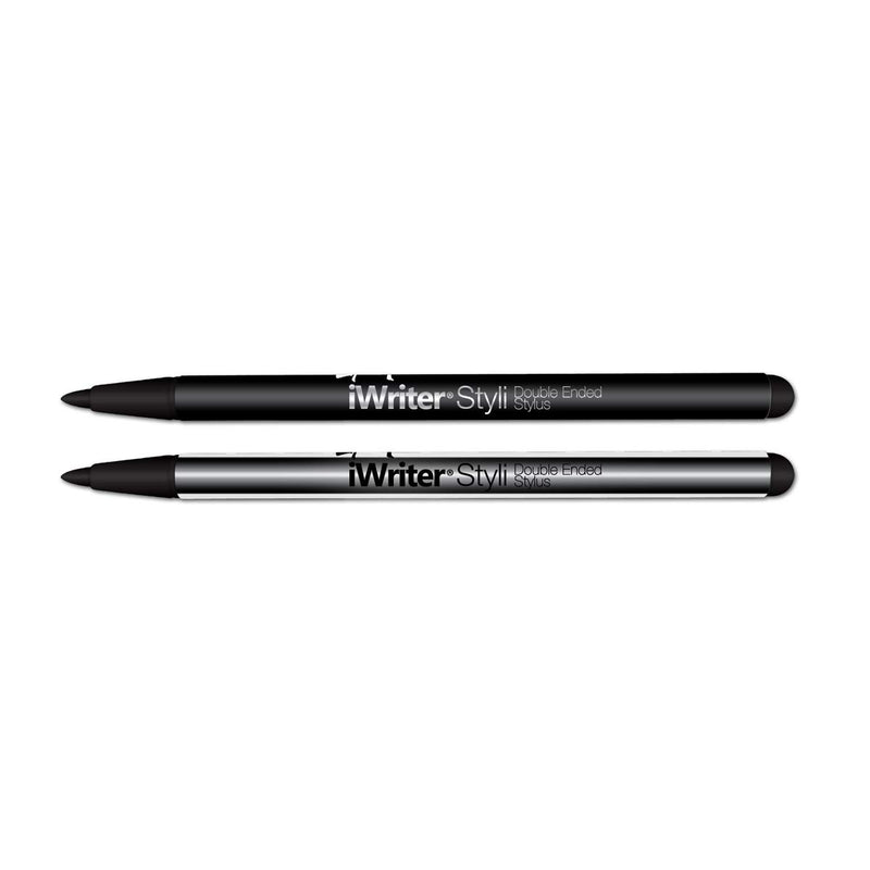 [Australia - AusPower] - 2 Pack iWriter® Styli – Double Ended Stylus for Touch Screen Devices - Black & Silver 