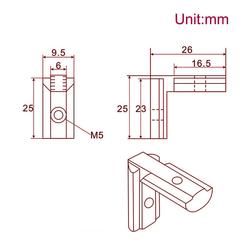 [Australia - AusPower] - Befenybay 20PCS Black T Slot L-Shape 90 Degree Interior Inside Corner Connector Joint Bracket with Screws for 6mm T Slot Aluminum Extrusion Profile 2020 Series Slot 2020-Black 