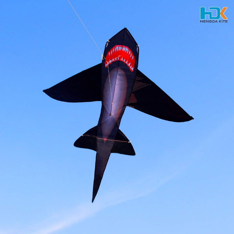 [Australia - AusPower] - HENGDA KITE Shark Kite, Simple and Practical Design, Easy to Assemble and Fly, Suitable and Fly, Suitable for Kids and Adults, Suitable for, Suitable for Beach, Park, Yard, 49x53in Black 