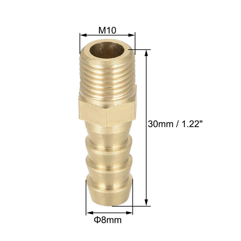 [Australia - AusPower] - uxcell Brass Fitting Connector Metric M10-1 Male to Barb Fit Hose ID 8mm 2pcs 