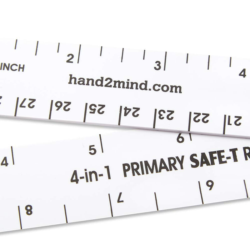 [Australia - AusPower] - hand2mind Safe-T Ruler for Kids Math, 4 Uses, Clear Triange 12 in. Rulers, Safety Ruler for Measurement, Safety Kids School Supplies, Shatter-Resistant Rulers, Homeschool Supplies (Set of 30) 