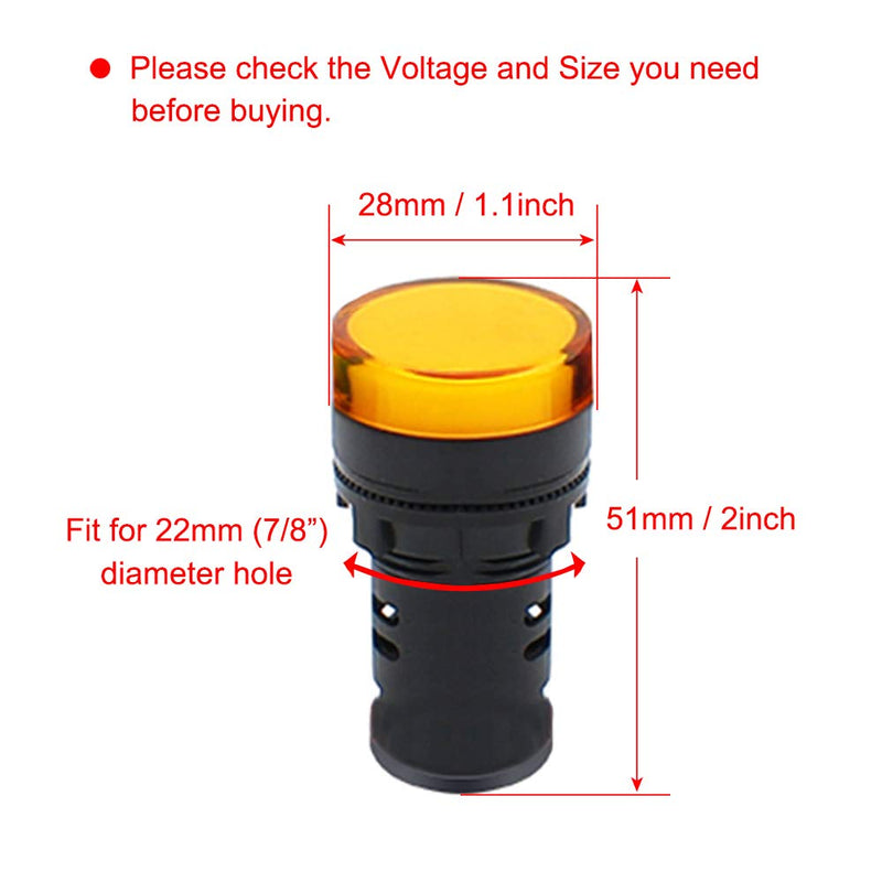 [Australia - AusPower] - VictorsHome Indicator Light AC/DC 24V 20mA LED Flush Panel Mount Yellow 10 Pcs 