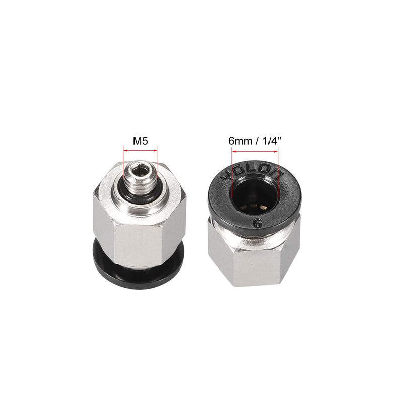[Australia - AusPower] - uxcell Straight Pneumatic Push to Quick Connect Fittings M5 Male X 6mm Tube OD Silver Tone 6pcs 