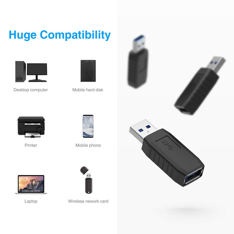 [Australia - AusPower] - ELUTENG USB Coupler Male to Female 4Packs USB 3.0 Type A Adapter Superspeed 5Gbps USB Port Extension Connector Bridge Compatible with Laptop Computer Hard Drive Printer Camera 