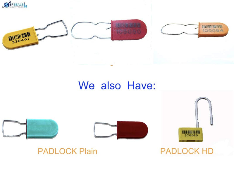 [Australia - AusPower] - Plastic Padlock D, All ECO- , Numbered and Barcode, Yellow Color, 100 pcs. BFSEALS Free & Quick Shipping 