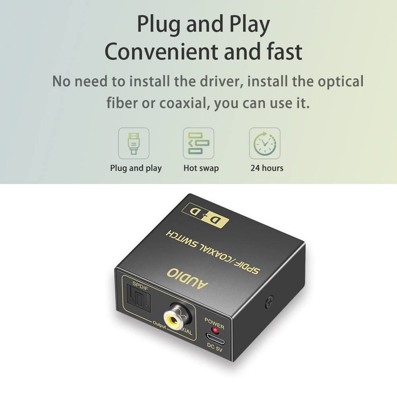 [Australia - AusPower] - Optical to Coaxial or Coaxial to Optical Digital Audio Converter, Bi-Directional Fiber and coaxial Converter/Repeater/Splitter, with 1 Optical Cable 