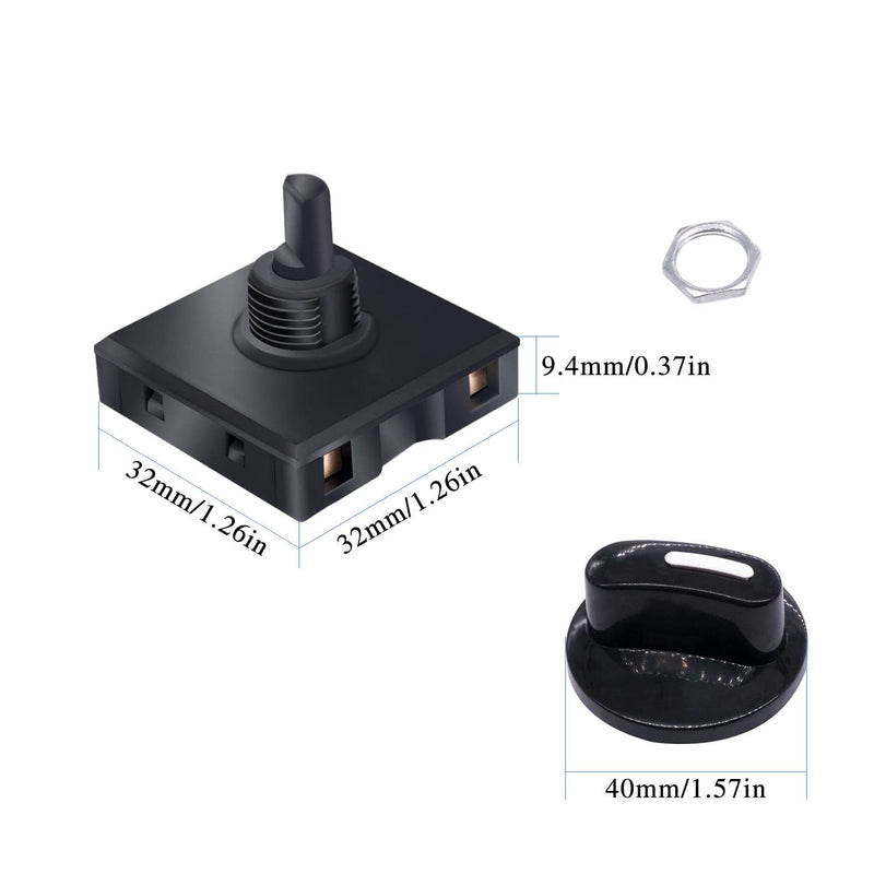 [Australia - AusPower] - Taiss 2PCS Rotary Switch 13A-125V/10A-250V, 4 Position 3 Speed Universal Speed Selector Heater Rotary Switch with Knob F034 