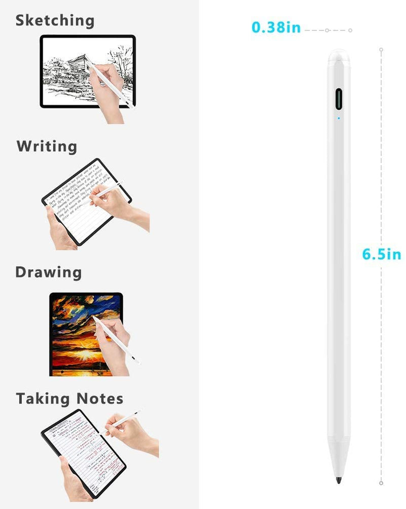 [Australia - AusPower] - Stylus Pen for iPad with Palm Rejection, Active Pencil Compatible with (2018-2022) iPad Pro 11 & 12.9 inch, iPad 9th/8th/7th/6th Gen, iPad Air 5th/4th/3rd Gen,iPad Mini 6th/5th Gen A-White 