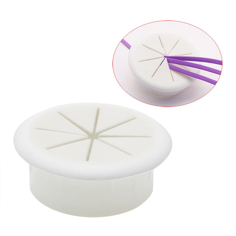 [Australia - AusPower] - HJ Garden 1PC 50mm Desk Cord Grommets Flexible Cable Wire Hole Cover Set Wire Organizer for Office Home PC Desk,White 