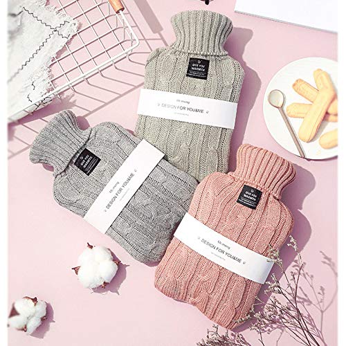 [Australia - AusPower] - OliviaLiving Hot Water Bag Hot Water Bottle 1 Liter Heat Up and Refreezable Hot Cold Pack with Knit Cover for Pain Relief Hot Cold Therapy Cyan 