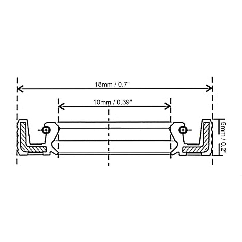 [Australia - AusPower] - uxcell Oil Seal, TC 10mm x 18mm x 5mm Nitrile Rubber Cover Double Lip with Spring for Bearing Shaft, Black Pack of 1 10mmx18mmx5mm 