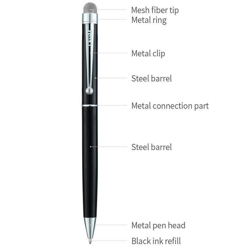 [Australia - AusPower] - ChaoQ Stylus Pen, 4 Pcs Hybrid Mesh Fiber Tip Stylus Pens and Ballpoint Pens for Touch Screen Devices with 6 Extras Mesh Fiber Tips 6 Rubber Tips (4 Pens and 12 Tips) - Black, White, Red, Blue Black, Blue, Red, White 