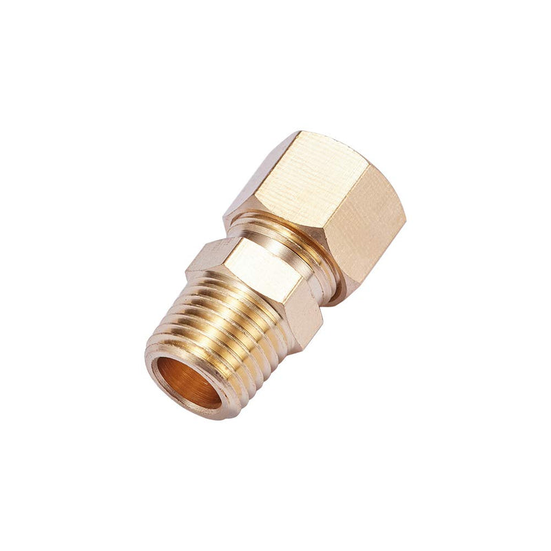 [Australia - AusPower] - ZKZX Brass Compression Tube Pipe Fitting Connector, Straight Coupling Adapter, 3/8" Tube OD x 1/4" NPT Male Connector 5pcs (3/8" OD Compression x 1/4" NPT Male) 3/8" OD Compression x 1/4" NPT Male 