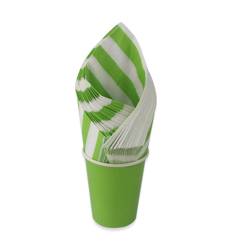 [Australia - AusPower] - Disposable Green Striped Napkins - 100 Count Birthday Party Paper Napkins 13x13inch Green Stripes 