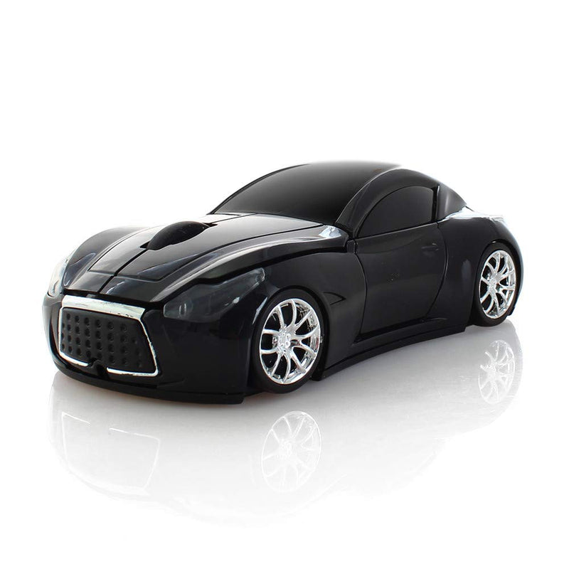 [Australia - AusPower] - ECOiNVA Wireless Sports Car Mouse Desktop Laptop Computer Optical Mouse Mice AAA Battery Nano USB 2.4GHz Gaming Mouse (Black) Black 