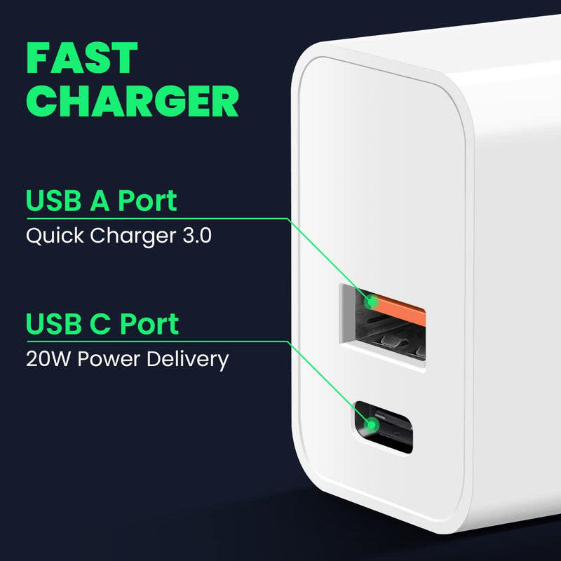 [Australia - AusPower] - [2Pack] 20W USB-C Power Adapter, DGHYDZ iPhone 13 Pro Charger Block, Type c Fast Wall Charger Block for iPhone 13/12/12 Pro/12 Pro Max/12 Mini/11/XS/XR/SE, iPad Pro, AirPods, Pixel, Samsung Galaxy White 2Pack 