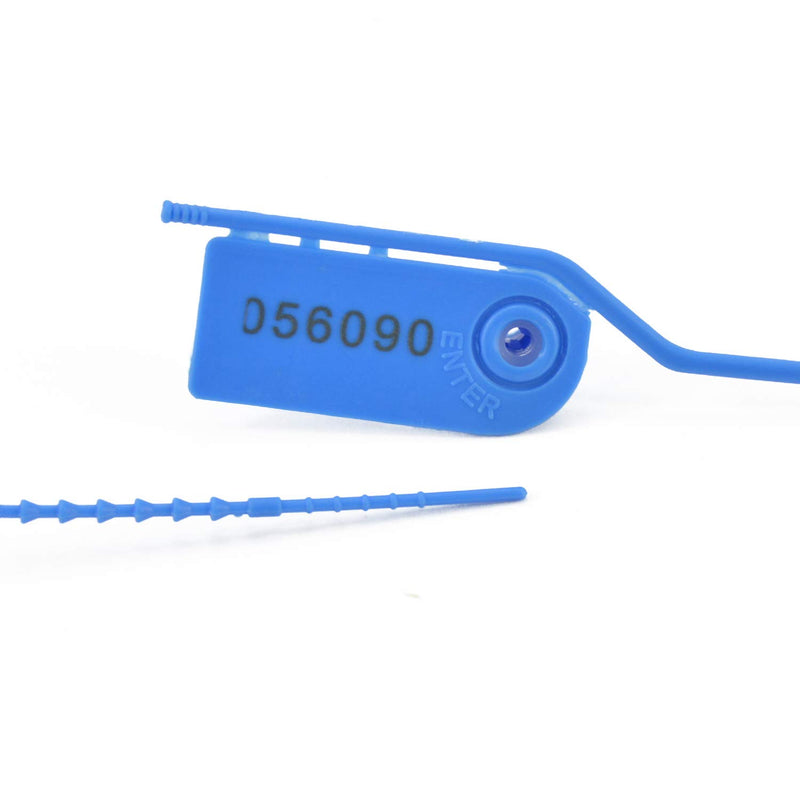[Australia - AusPower] - 100 Pull Tite Signage Security Plastic Beaded Seals Tamper Proof Numbered Locks Breakable Adjustable Length Tags for Clothes, Shoes and Bags 210mm Blue 100pcs 
