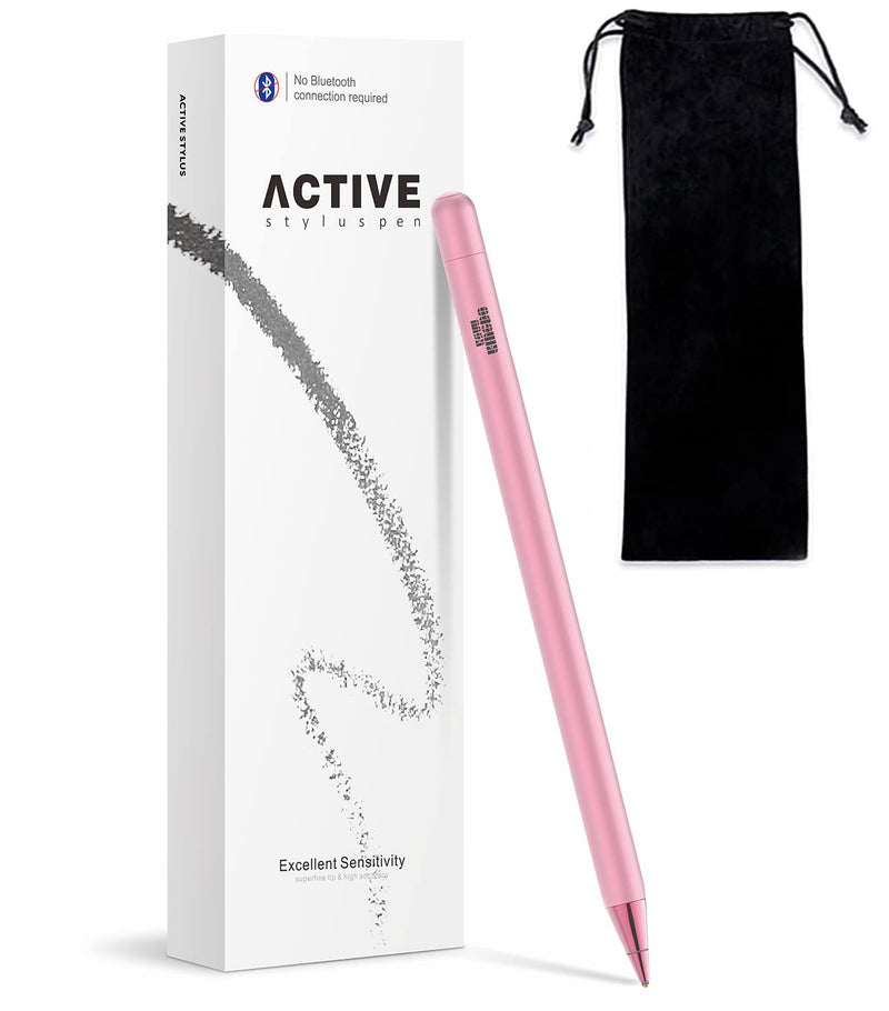 [Australia - AusPower] - iPad Stylus, iPhone Stylus, Rechargeable Stylus Pen for All iPhone and iPad/iPad Mini/iPad Air/iPad Pro. 1.4mm Fine Tip for Drawing and Writing(Pink) Pink 