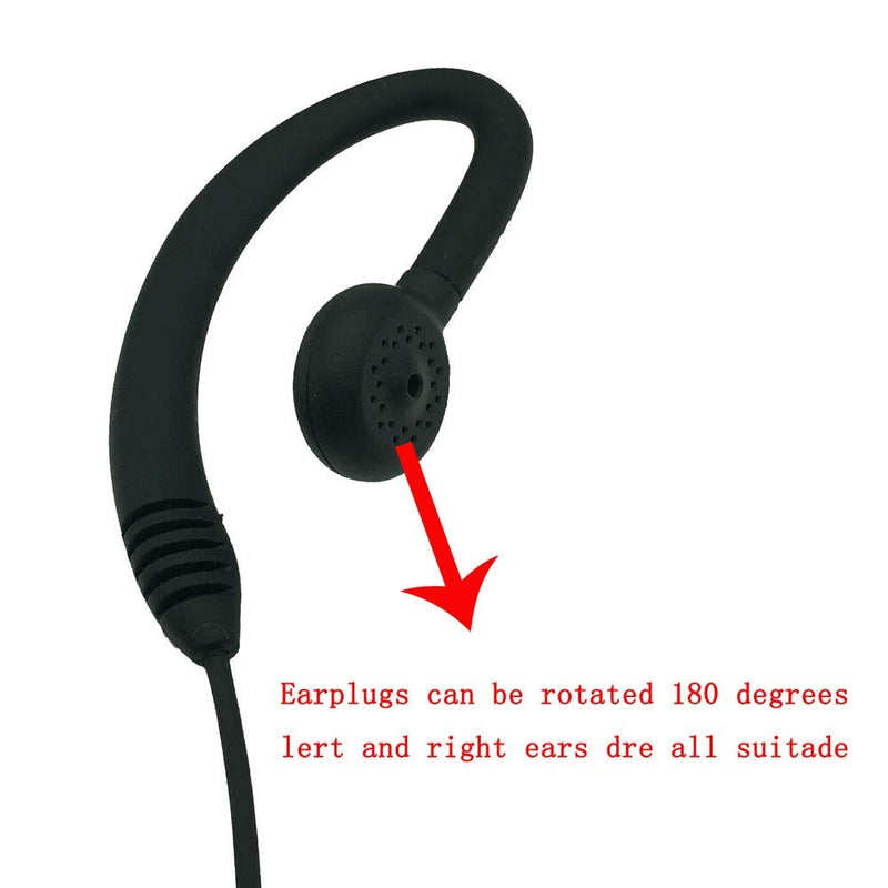 [Australia - AusPower] - DONG Advanced Police C-Ring Ear Hanger Headset with PTT Mic, 1Pin PTT Big Knob Earplugs Earphone Headset Mic Percompatible for Motorola Talkabout Radio Walkie Talkie EM1000 MS350 TKLR-T3 FV200 SX920R 