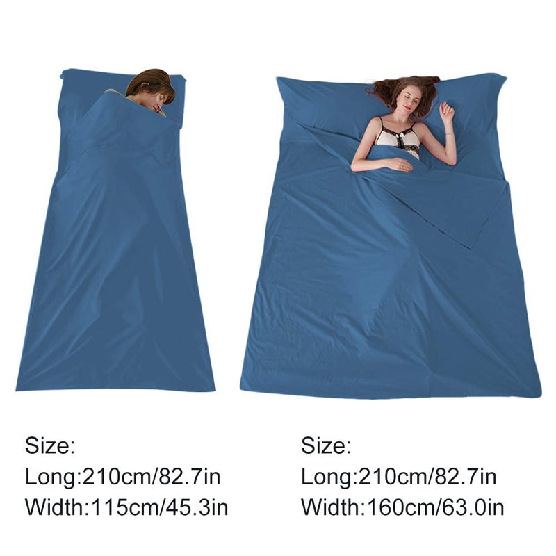 [Australia - AusPower] - Sleeping Bag Liner Travel Camping Sheet Lightweight Hotel Sheet Compact Sleep Bag Sack Lightweight Breathable Liners Warm Roomy for Camping Youth Hostels Picnic Adult Compact Sacks Blue 82.7 X 45 Inch 