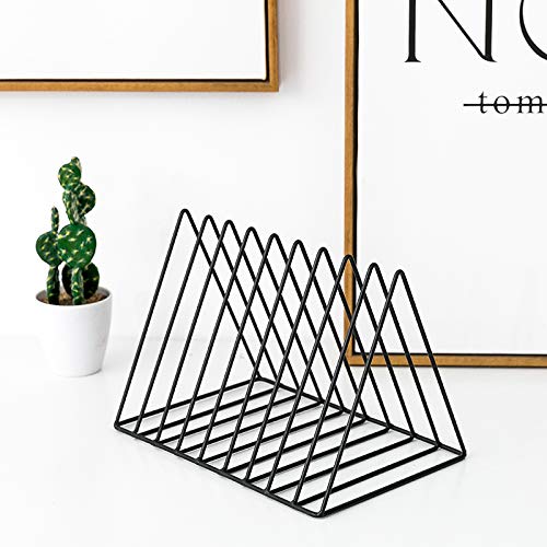 [Australia - AusPower] - Sooyee 9 Slot Black Magazine Holder,Desktop File Sorter Organizer Triangle Bookshelf Decor Home Office 