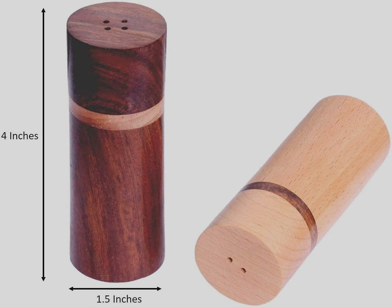 [Australia - AusPower] - Frescorr - Exclusive Wooden Elegant Salt & Pepper Shakers - Salt and Pepper Mixer Table Top Dinning Table Accessories (SET of 2) (Wooden OAK and Rosewood) Wooden OAK - Rosewood 