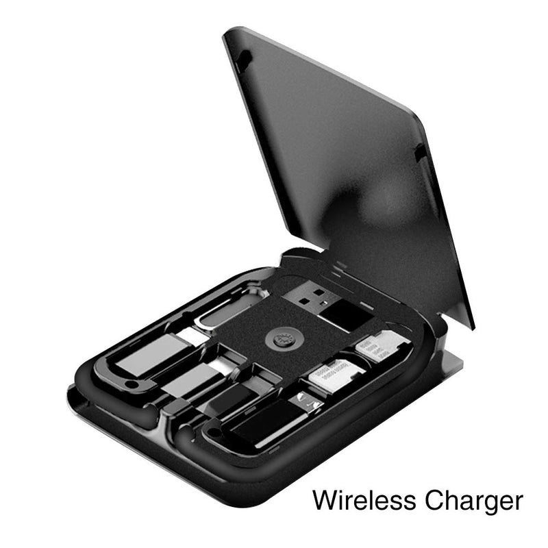 [Australia - AusPower] - Multi-Function Universal Smart Adaptor Card, Phone Stand Multifunctional Data Line Conversion Head Wireless Charger Portable Storage LED Light USB Type C Data Cable Adapter Card 