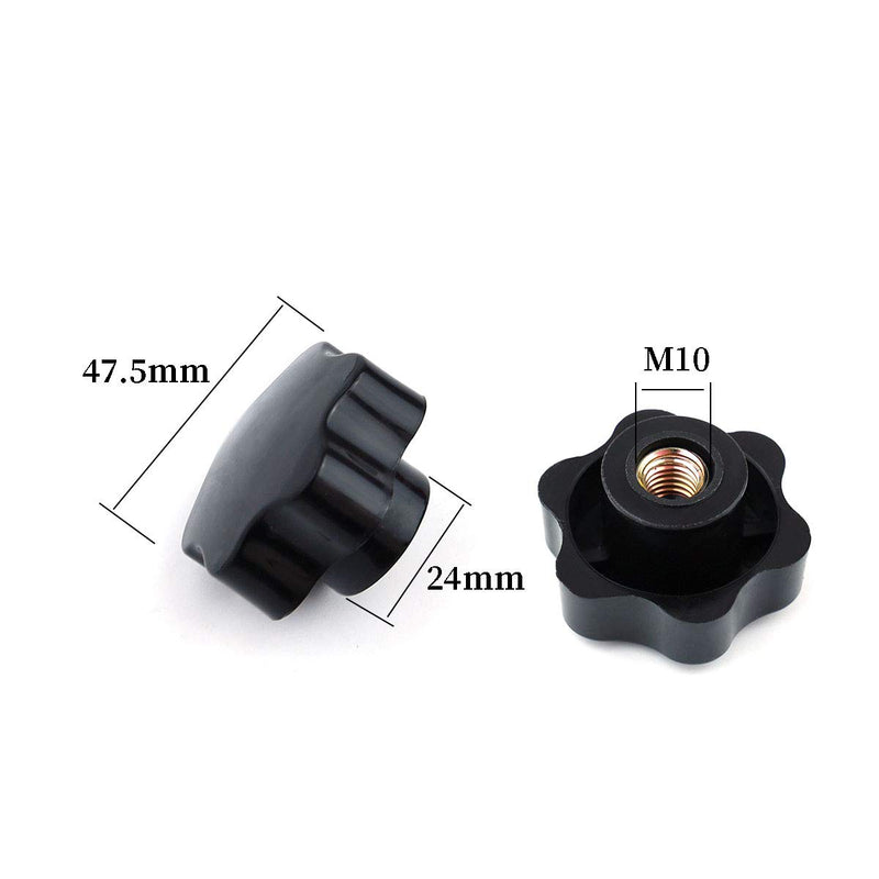 [Australia - AusPower] - 8 Pieces Star Head Knob, M10 Female Thread Black Plastic Star Head Clamping Knob Grip 