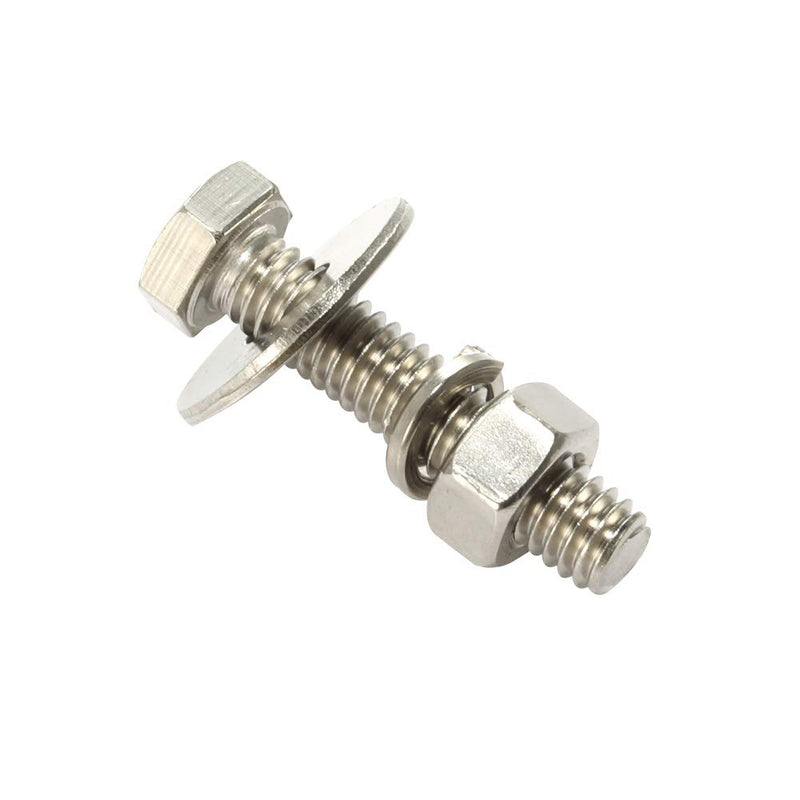 [Australia - AusPower] - 4 Sets 1/2-13 x 1-1/2" Hex Head Screws Bolts, Nuts, Extra-large and Thick Flat & Lock Washers, Fully Threaded, Stainless Steel 18-8, Bright Finish 1/2-13 x 1-1/2" (4 Sets) 