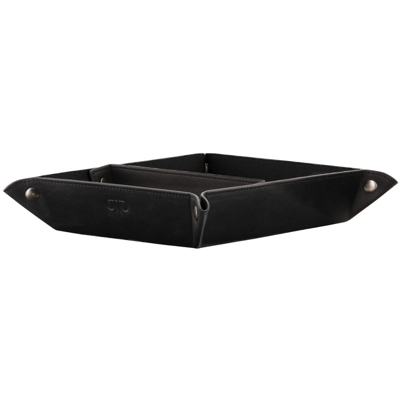 [Australia - AusPower] - Londo Leather Tray Organizer - Practical Storage Box for Wallets, Watches, Keys, Coins, Cell Phones and Office Equipment Black Lining 
