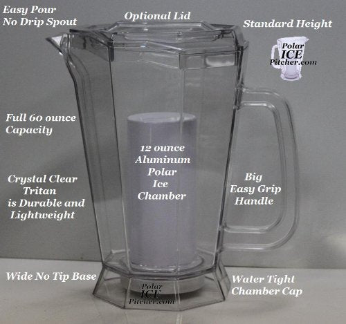 [Australia - AusPower] - Polar ICE Pitcher with Aluminum Polar ICE Chamber (Crystal Clear/Brushed Aluminum Ice Chamber) Crystal Clear / Brushed Aluminum Ice Chamber 