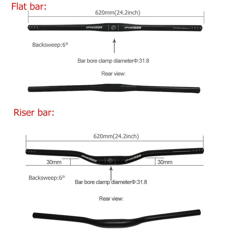 [Australia - AusPower] - UPANBIKE Mountain Bike Road Bike Handlebar Aluminum Alloy Flat Bar Riser Bar 25.4mm*600mm 31.8mm*620mm 