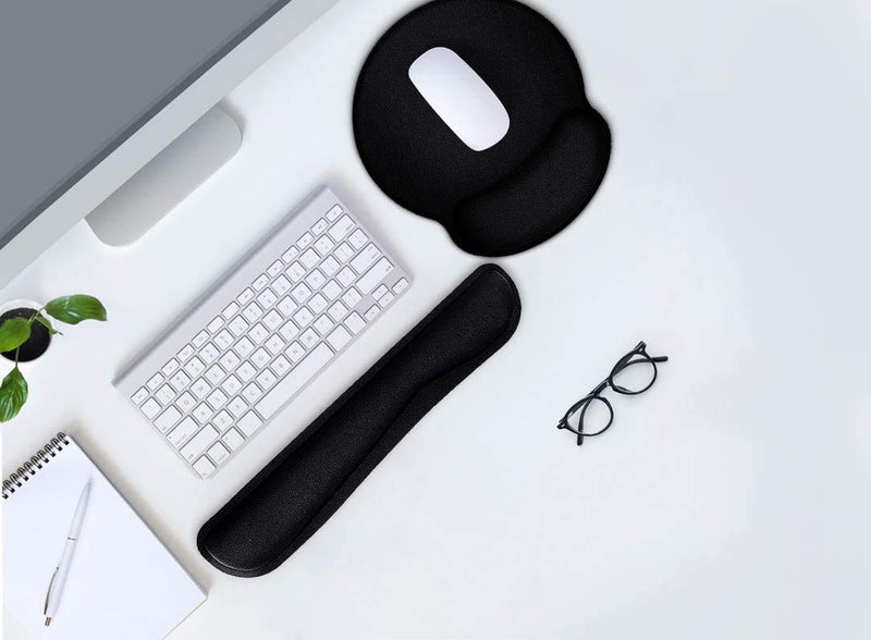 [Australia - AusPower] - Ergonomic Mouse Pad with Wrist Support, Premium Memory Foam Keyboard Wrist Support Bar and Mouse Wrist Rest Pads Set- for Comfortable Typing &Wrist Pain Relief Mouse Pad with Wrist Support Bar 1 