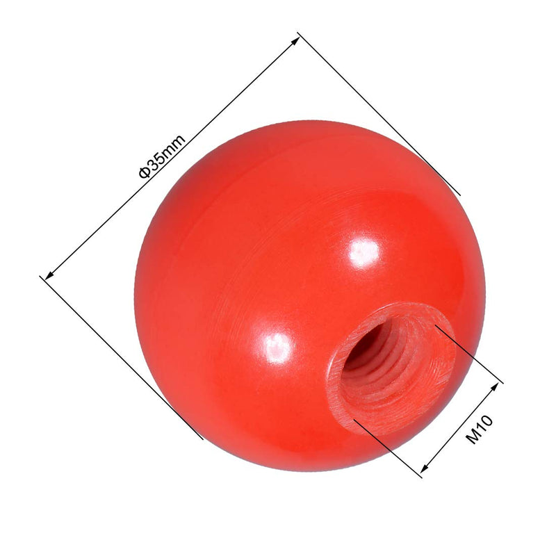[Australia - AusPower] - uxcell Thermoset Ball Knob M10 Female Thread Machine Handle 35mm Diameter Smooth Rim Red 3Pcs / Black 3Pcs 
