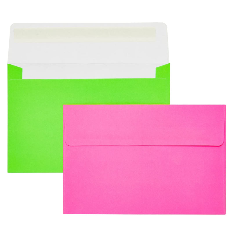 [Australia - AusPower] - 112 Pack Colorful Neon A4 Envelopes with Square Flap, Bulk for Invitations, Birthdays, Baby Showers, Greeting Cards (4x6 In) 