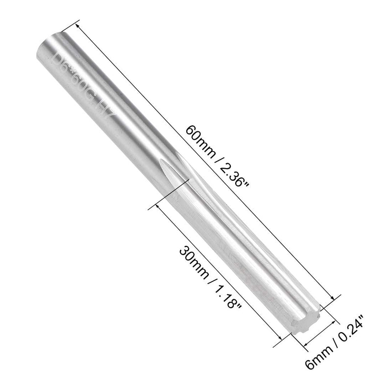 [Australia - AusPower] - uxcell 6mm Chucking Reamer, Tungsten Carbide Lathe Machine Reamer H7 6 Straight Flutes, Round Shank Milling Cutting Tool, for Stainless Steel Alloy Copper Metal 