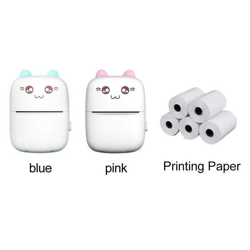 [Australia - AusPower] - beiyoule Mini Thermal Printer,200DPI Wireless Bluetooth BT 4.0 Photo Printer, Label Memo Receipt Paper Portable Smart Thermal Printer （with 1 Roll Thermal Paper） Pink 