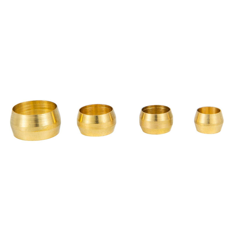 [Australia - AusPower] - Breezliy 180PCS Tube OD（1/4" 5/16" 3/8" 1/2") Brass Compression Sleeves Ferrules ,4 Sizes Brass Compression Fitting Assortment Kit 180PCS 4 Sizes Brass Compression Sleeves 