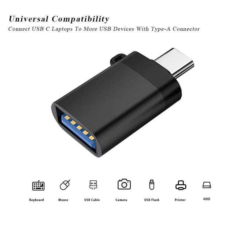 [Australia - AusPower] - USB C to USB Adapter, 2 Pack USB Type-C to USB 3.0 Female Adapter, USB-C Adapter OTG Cable, Compatible with MacBook Pro 2019, MacBook Air 2020, Dell XPS and More Type C Devices, Black 
