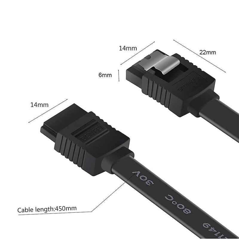 [Australia - AusPower] - BENFEI SATA Cable III, 3 Pack SATA Cable III 6Gbps Straight HDD SDD Data Cable with Locking Latch 18 Inch Compatible for SATA HDD, SSD, CD Driver, CD Writer - Black 180-180 degree 