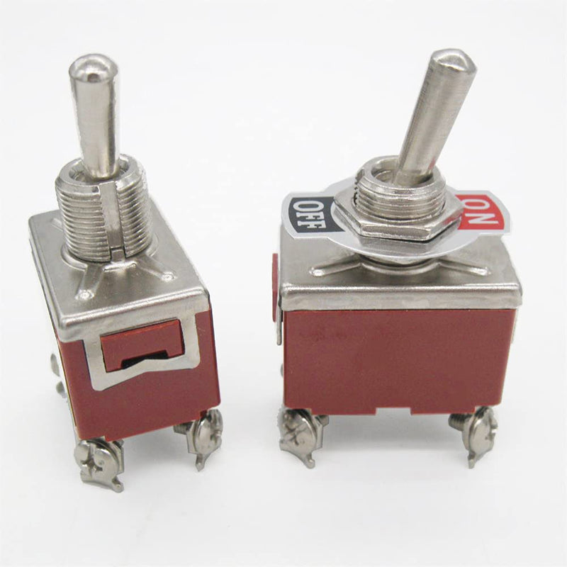 [Australia - AusPower] - Taiss 3pcs Toggle Switch DPST Latching ON/Off 4 Terminals 2 Position Toggle Switches 15A 250V/20A 125V Heavy Duty Rocker Toggle Switch with Waterproof Cap Ten-1221 